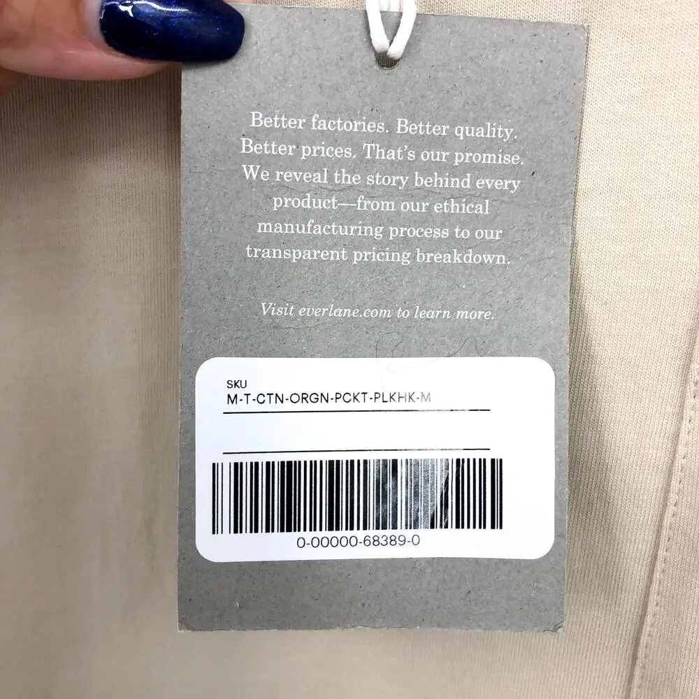 EVERLANE Uniform Men's Organic Cotton Pocket Tee Medium Tan Plain Khaki NWT - Picture 13 of 13